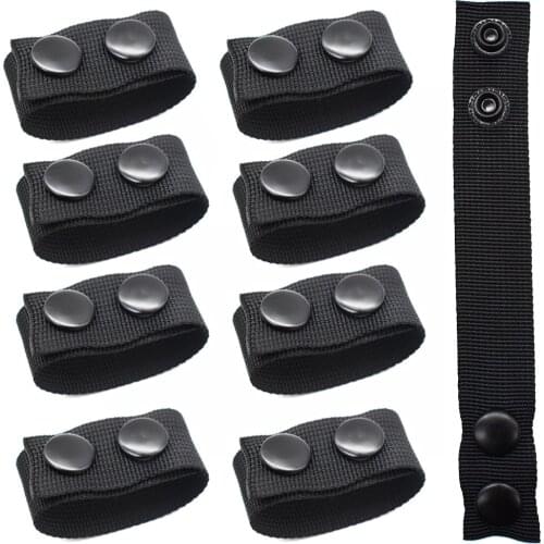 8Pcs Tactical Heavy Duty Belt Keeper Double Snaps Police Military Belt Fixed Equipment Accessories Nylon Clip Black Tan Green