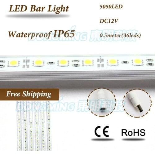 U Aluminium Profile 0.5m LED luces Strip 5050 smd 36leds 12V ip65 waterproof led hard strip under cabinet lighting