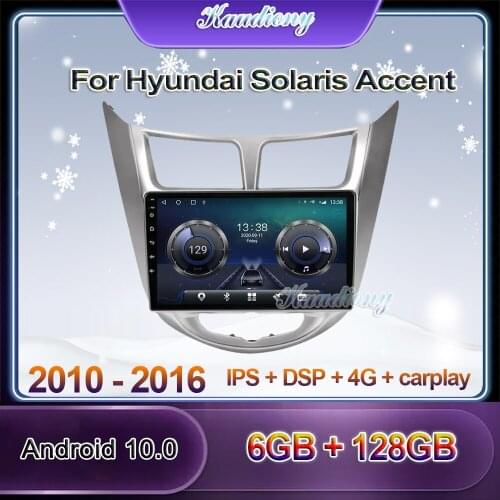 Kaudiony 9" Android 10.0 Car Radio For Hyundai Solaris 1 Accent i25 Car DVD Multimedia Player Auto GPS Navigation 4G 2010-2016