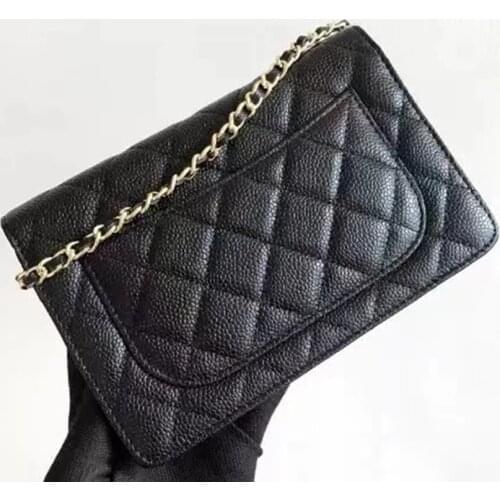 Free shiping high quality fashion women favorite caviar flap genuine leather bag Caviar and lambskin woc bag