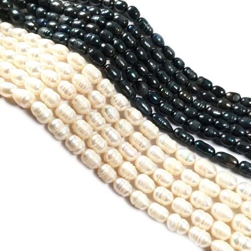 Natural Freshwater Pearl Beading Rice shape Isolation Punch Loose Beads For jewelry making DIY Necklace Bracelet Accessories
