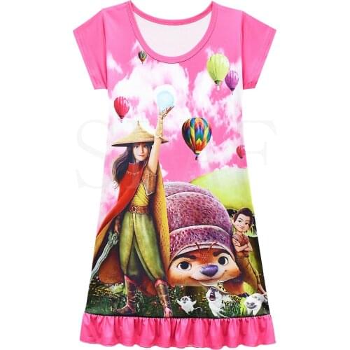 Raya and The Last Dragon Kids Dresses for Girls Clothes Princess Nightdress Dresses 2021 Summer Children Cartoon Clothing