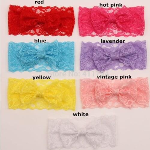 EPacket 50 pcs/ lot ,lace headband , messy bow lace headband for headband 7 color for choose