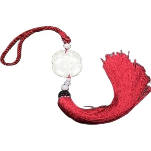 China white Jade Brand tassels hanging on the waist Hanfu placket Fan Pendant