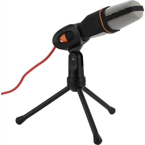 Condenser Microphone 3.5mm Plug Home Stereo MIC Desktop Tripod for PC YouTube Video Skype Chatting Gaming Podcast Recording