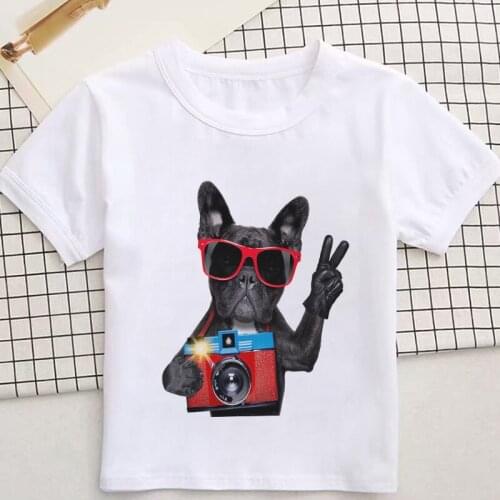 Summer Children Clothing Boys T Shirt Korean Design T-shirt kids Spoof Animal Print Casual And Lovely T-shirt Girl White