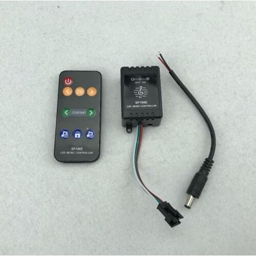 Model # SP106E; DC 5V-12V 9 Key LED Music pixel IR Remote Controller