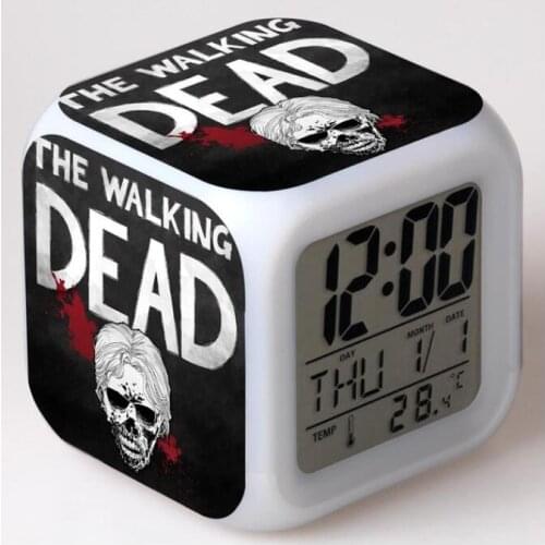 Cartoon Digital Alarm Clock The Walking Dead Season LED Kids Toys Alarm Clock Wake Up Light Led Clock Table Reveil Desk Wekker