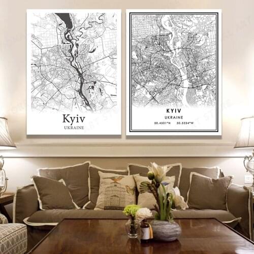 Customizable KYIV Line City Map Print Wall Art Canvas Painting Poster Living Room Home Decor