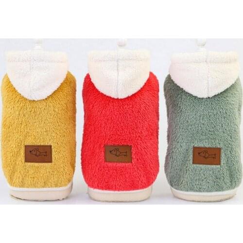 Dog Clothes Autumn And Winter Hooded Sweater Pet Puppy Warm Fleece Coat Jacket Cute Dog Clothing For Small Dogs Cats Clothes