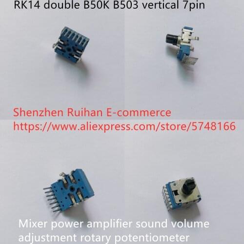 Original new 100% RK14 double B50K B503 vertical 7pin mixer power amplifier sound volume adjustment rotary potentiometer SWITCH