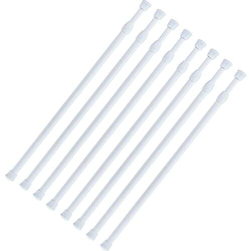 New 8 Small Tension Rods 15.7 inch to 28 inch Spring Extendable Curtain Curtain Shower Curtain Telescopic Rod for Kitchen Cabine