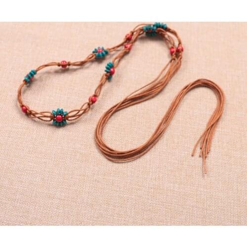 Handmade Rope Waist Belt Braided Bohemia Style Colorful Bead Waist Belt Dress Waist Belt for Women Girls Party Jewellery