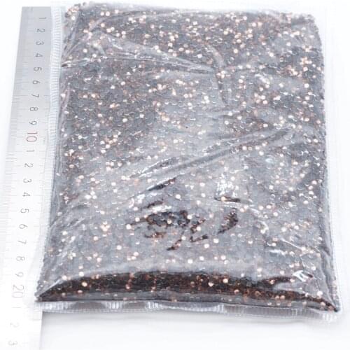 Champagne Wholesale Large Bulk Packing High Quality Shiny Stones Size SS6 SS10 SS16 SS20 SS30 Black Hotfix Rhinestones