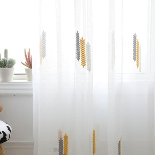 Modern Tulle curtain Nordic wind white embroidered window curtain wave curtain white gauze perturbed living room balcony curtain