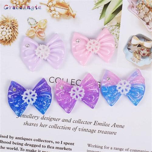GraceAngie 10pcs Random Bow knot Resin Accessories With Rhinestone For Hairband Scrapbooking Jewelry Crafts DIY Accessory