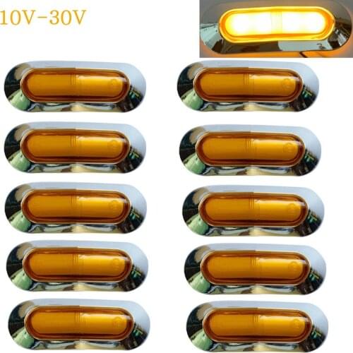 Fuleem 10PCS Amber 4 SMD LED Side Marker Tail Light Clearance Lamp Truck Trailer 10V-30V Waterproof