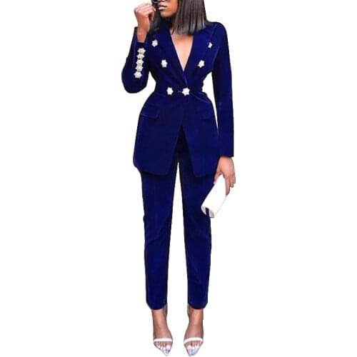 Women Casual Fashion Two Pieces Sets Pant Suits Spring Summer Single Button Blazers Tricolor Coats And Pants Female Clothes