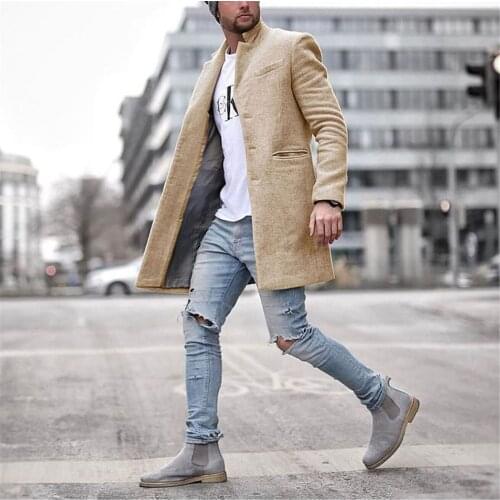 Winter Jacket Men Casual Wool Warm Mens jackets and coats Coat Trench Long Outwear Button Smart Overcoat chaquetas hombre