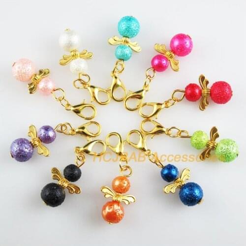 10 New Angel 14x21mm Charms Mixed Wrinkle Glass Gold Color Retro With Lobster Claw Clasps