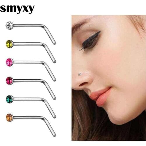 10pcs/set Medical Surgical Stainless Nose stud for women Crystal Rhinestone Nose Piercing Stud Superfine Needle Body Jewelry