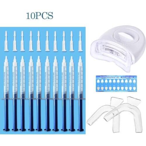 10pcs Teeth Whitening Gel Set with Cold Light LED Lamp Tooth Whitener Bright White Teeth Personal Dental Treatment Health