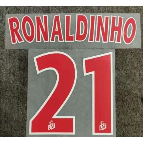2001-2002 #21 Ronaldinho Nameset Printing DIY Customize Any Name Number Iron On Soccer Patch Badge