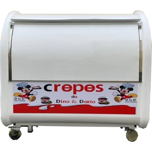 White color 220cm length beautiful design with logo street mobile food cart trailer with high quality stainless steel for sale