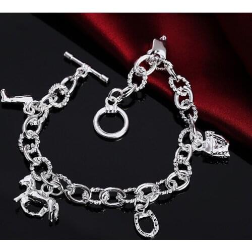 Charms 925 sterling silver Pretty horse Bracelet for woman man fine Wedding party Christmas Gifts fashion brands Jewelry