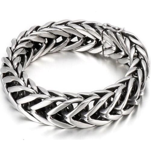 HAOLYNJOY 17mm Personality Mens Polished 316L Stainless Steel Shiny Bracelet Jewelry