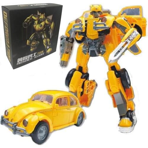 Kids Toys Transformation Black Mamba H6001-3 Alloy Yellow Bee Oversize 21cm Film warrior Mode Action figure Robot Model Toy