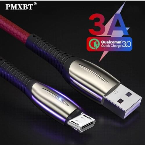 Micro USB Type C Cable LED Quick Charge Data Cord For Huawei P30 P20 Xiaomi Redmi Android Mobile Phone Zinc Alloy Charging Line