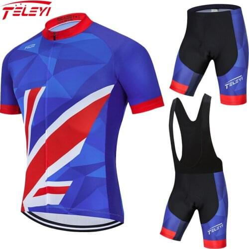 Teleyi Cycling Jersey Set Pro Bicycle Team Summer MTB Race Clothing 2021 New Anti-UV Road Bike Cycling Bib Set for Men#21