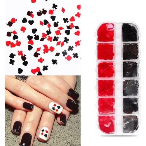 Hot Sales!!!! 1Box Nail Sticker Playing Card Style DIY Design PET 3D Decoration Sequin for Nail Art
