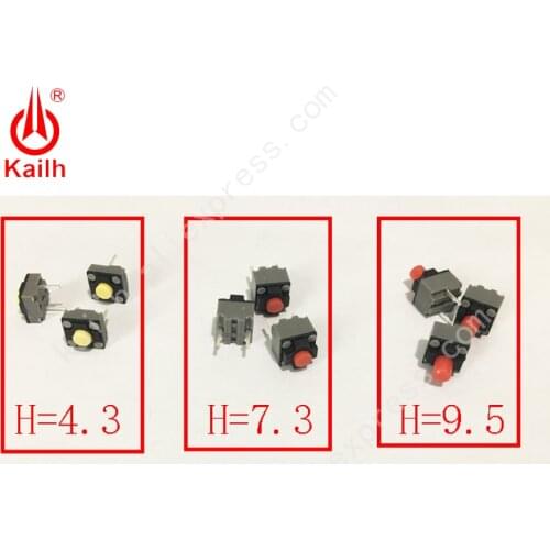 Kailh Micro Switch 6*6*4.3/7.3/9.5mm square Silent switch ireless mouse wired mouse DIP microswitch Tact Switch