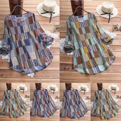 Fashion Women Blouse Summer Striped V Neck Blouses Loose Baggy Tops Tunic Shirts Plus Size