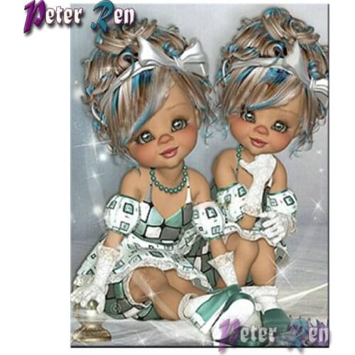 Cartoon Diamond Painting Cute double doll Embroidery Diy full Square/round Mosaic Picture Rhinestone Childrens room decoration