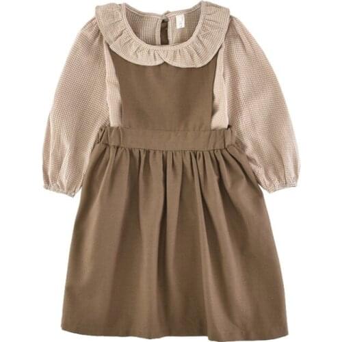 Spring Flower Fashion Long Sleeve Girls Dress Cotton Korean Boutique Outfits Princess Girl Dress Autumn Robe Kids Clothes BW50DR