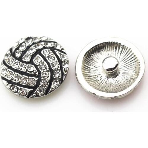 New 6pcs/lot Crystal volleyball snaps button fit 18mm snap bracelet&bangle DIY snap jewelry charms
