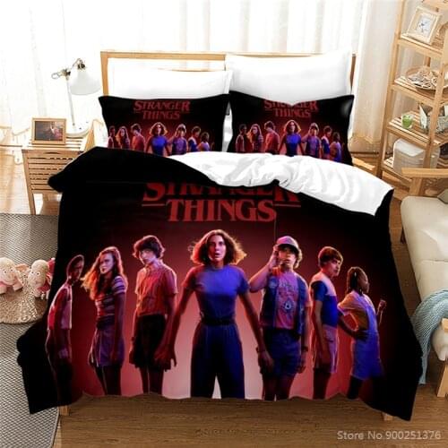 Stranger Things 3D Printed Bedding Set Comforter Cover Set Soft Duvet Cover with Pillowcase Set Home Textile Bedclothes for Kids