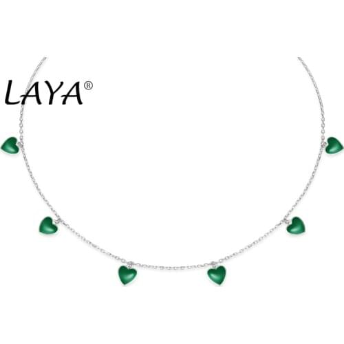 Laya 925 Sterling Silver Color Enamel Heart-Shaped Accessories Necklace Womens Wedding Party Fashion Luxury Jewelry 2021 Trend