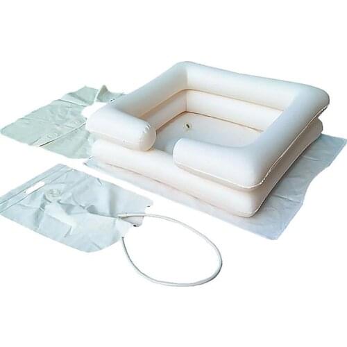 Portable Hair Washing Basin With Drain Tube For The Disabled Inflatable Shampoo Basin Tub Bed Rest Nursing Aid Sink Shampoo Tray