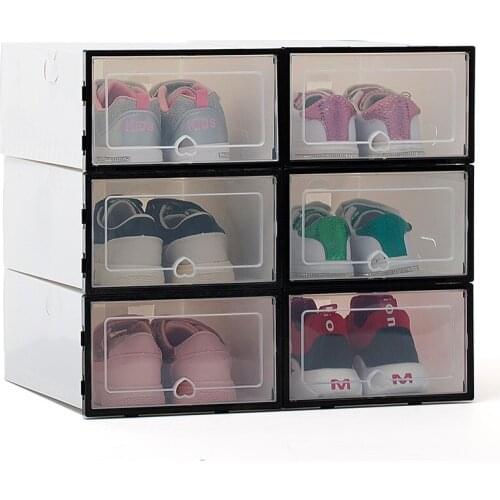 Transparent shoe box thickened transparent dustproof shoe storage box can be stacked combination shoe cabinet shoe organizer