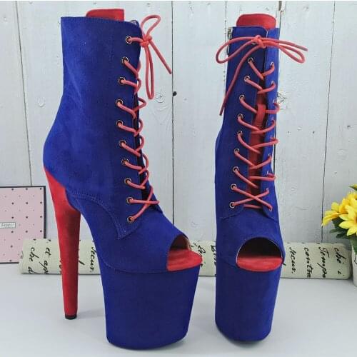 Leecabe Colorful suede 20CM/8inches Pole dancing shoes High Heel platform Boots open toe Pole Dance boots