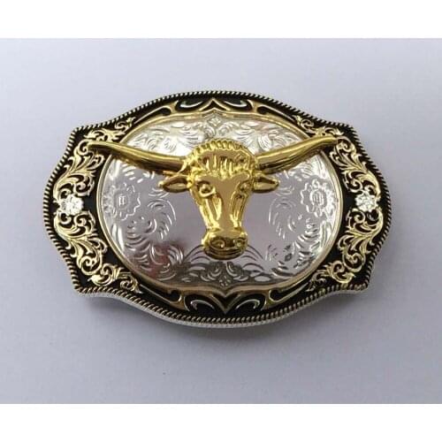 Longhorn Bull Cowboy Western Belt Buckle SW-BY583 suitable for 4cm wideth snap on belt with continous stock
