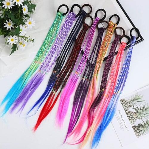Ponytail Hair Ornament Gradient Color Wig Braid Twist Elastic Hair Rope Fashion Wig DIY Braided Rubber Bands Hair Accessories