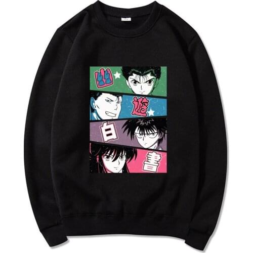 YuYu Hakusho Anime Hipster Sweatshirt Male Spring 100% Cotton Casual Loose Sweatshirts Unisex Street Clothing Crewneck Pullover