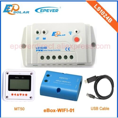 Charger 12V Battery solar power bank 10A LS1024B controller Wifi box Android Phone APP MT50 Meter 24V battery auto work EPEVER