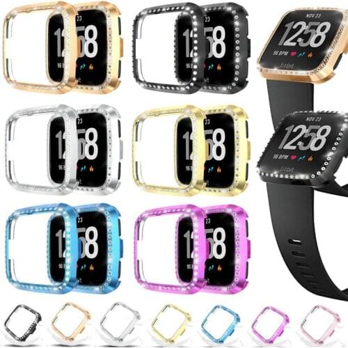 Watch Cover Luxury Diamond Screen Protector Frame for Fitbit Versa Lite Protection Case Bumper Smart Watch Accessories