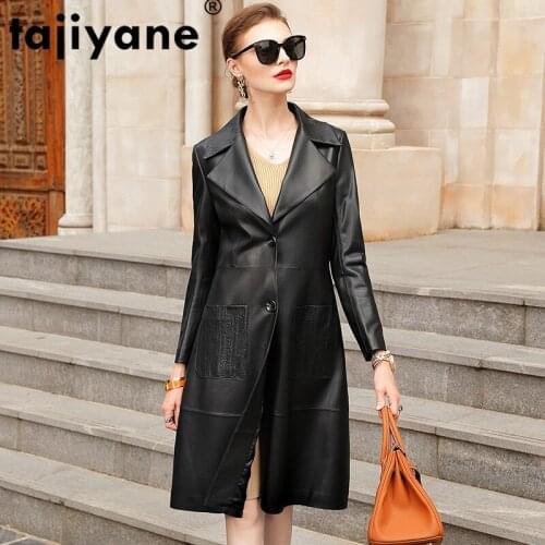 100% Real Genuine Leather Jacket Women Leather Jacket Sheepskin Coat 2020 Spring Korean Elegant X-long Slim Coats ED6009-11972